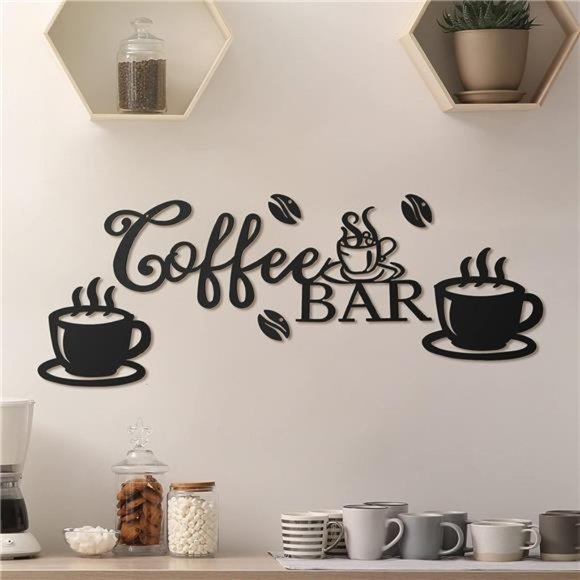 Metal Rustic Hanging Wall Decor Coffee Signs for Coffee Bar Metal Coffee WallArt - Picture 1 of 6
